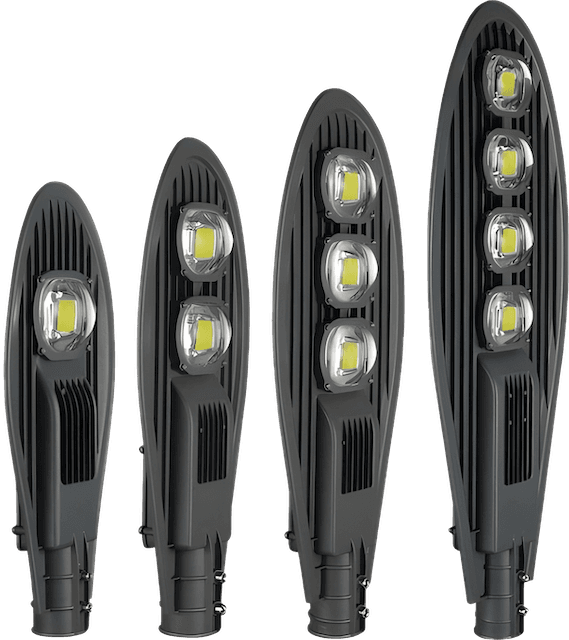 COB street lights with Birdgelux modules in five wattages