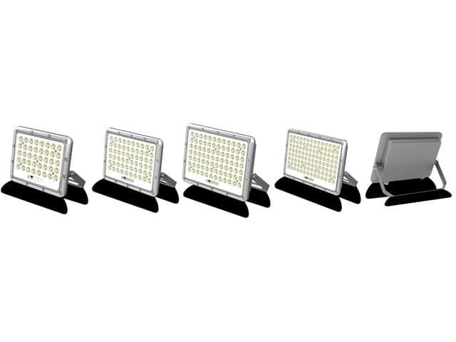 GR2 aluminium solar flood lights in four sizes with panels