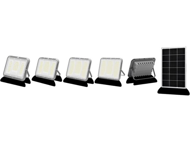 PL 5054 solar flood lights in four power sizes with solar panels